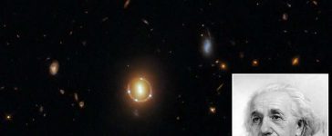 „Inelul Einstein” reperat de Hubble la 3,4 miliarde de ani lumină de Pământ